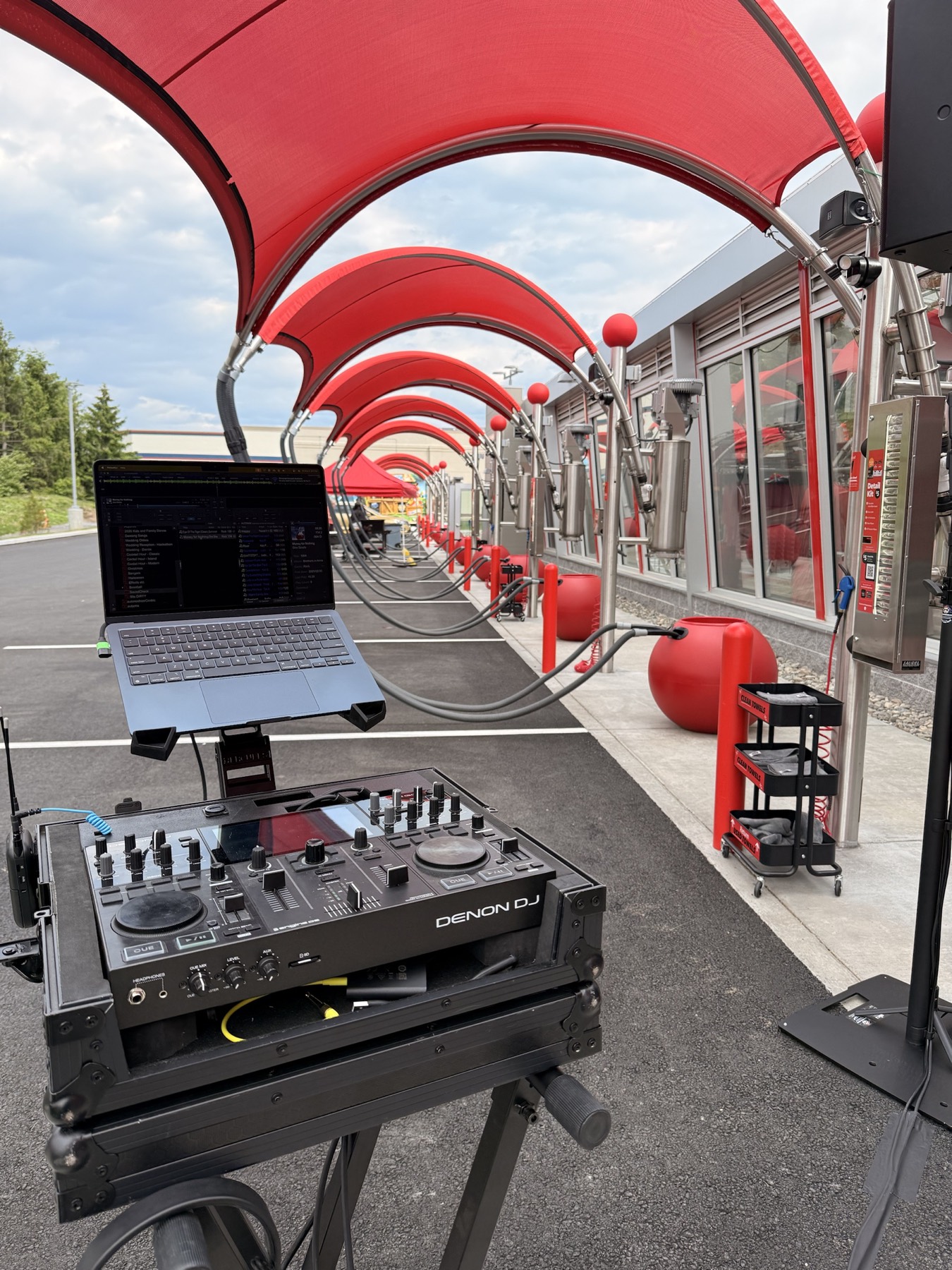 Gingerbeard Events production equipment at a branded Tommy's Express Car Wash event
